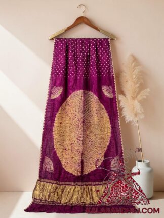 Magenta Handcrafted Shibori Bandhani Saree Pure Modal Silk