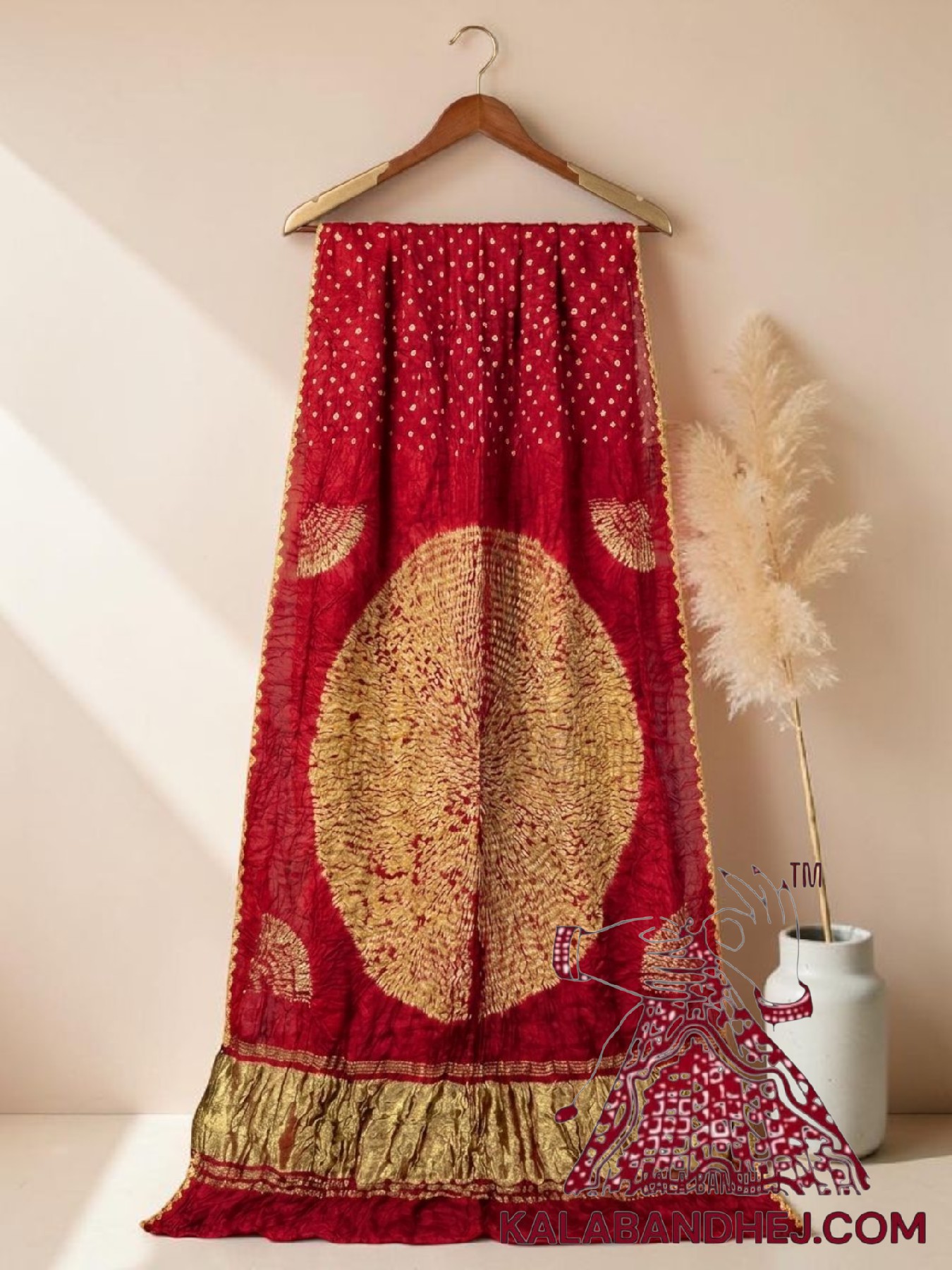 Red Handcrafted Shibori Bandhani Saree Pure Modal Silk