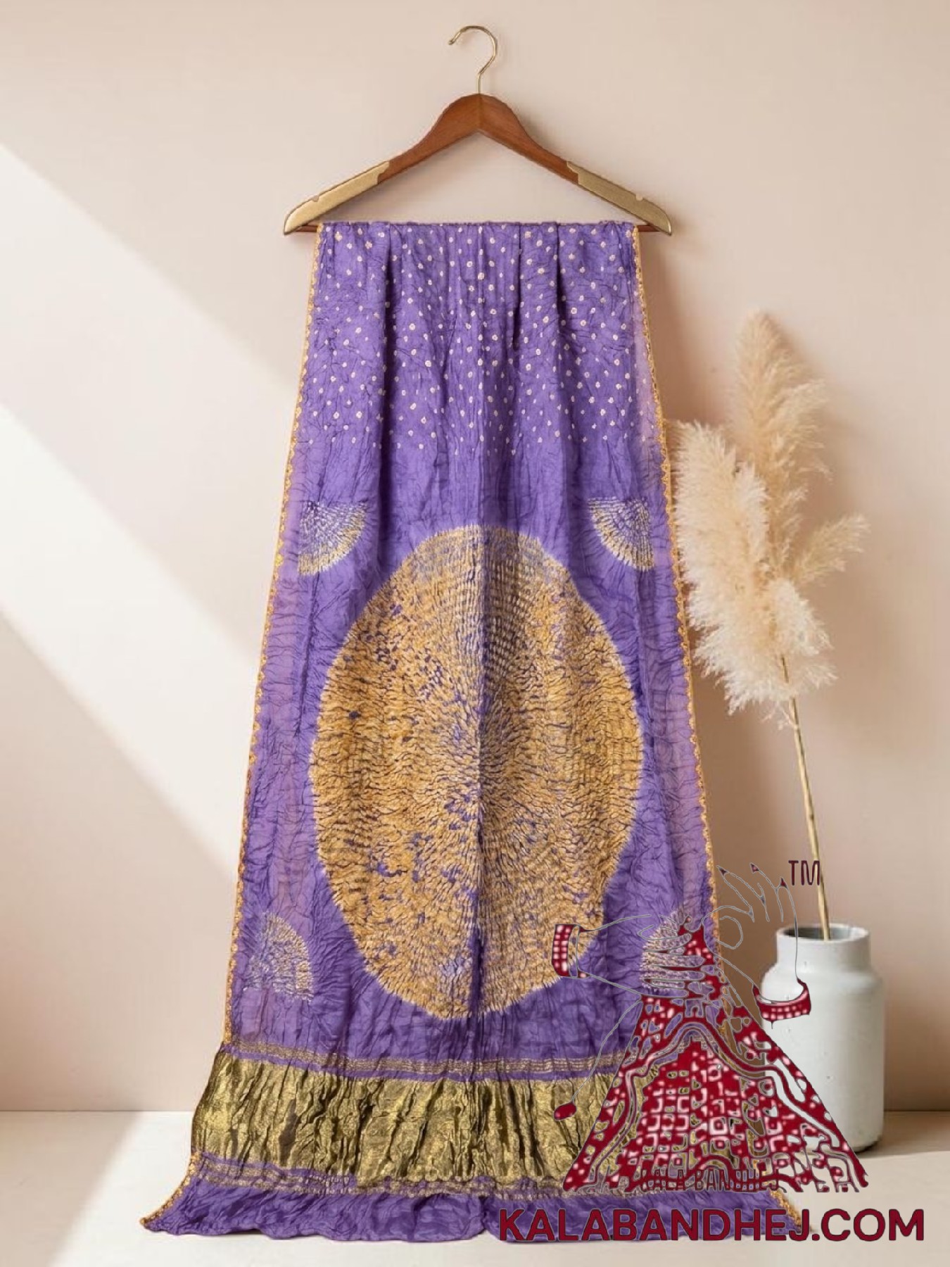 Lavender Handcrafted Shibori Bandhani Saree Pure Modal Silk