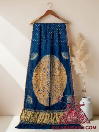 Peacock Blue Handcrafted Shibori Bandhani Saree Pure Modal Silk