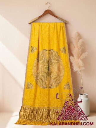 Yellow Handcrafted Shibori Bandhani Saree Pure Modal Silk