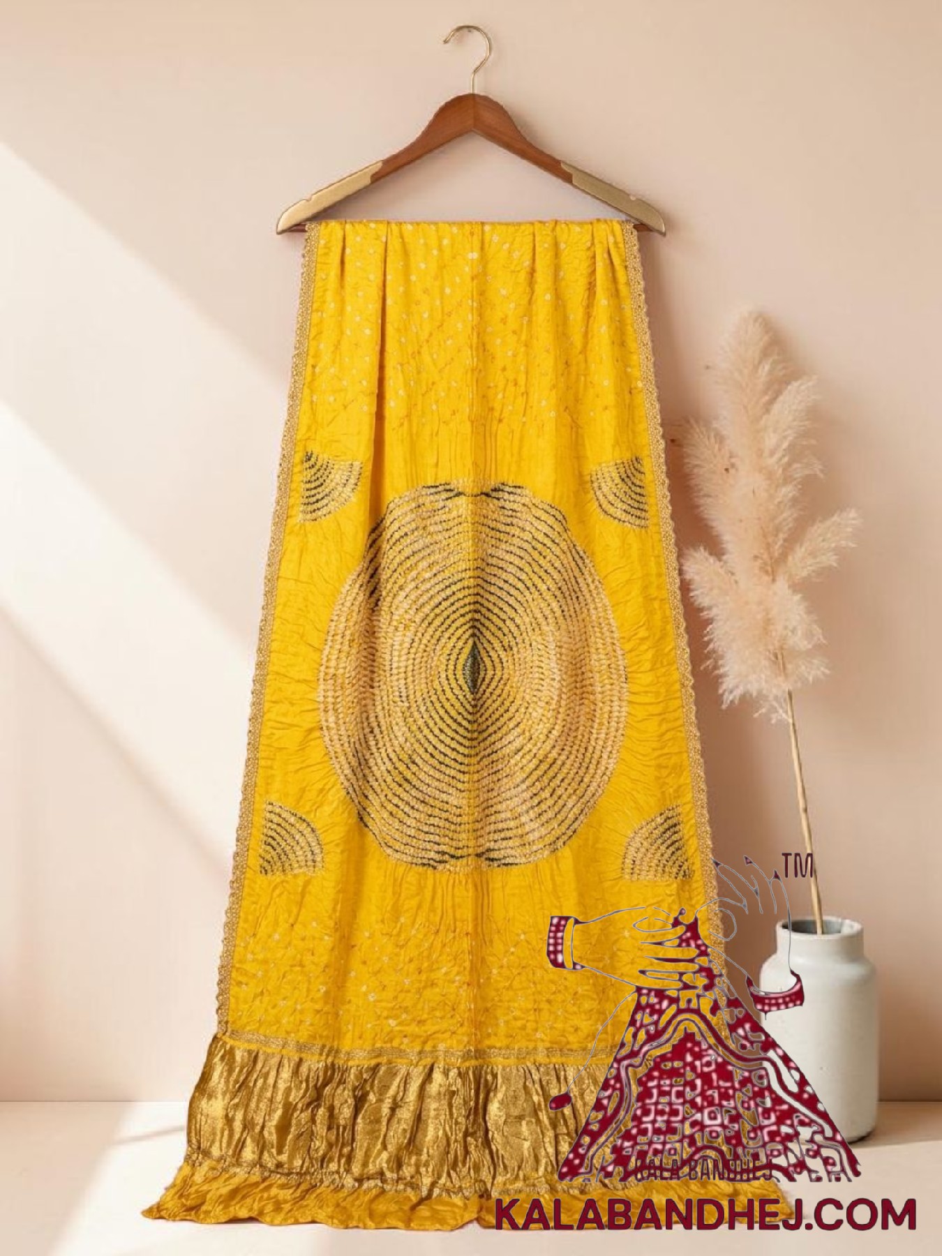 Yellow Handcrafted Shibori Bandhani Saree Pure Modal Silk