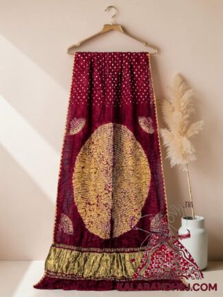 Marron Handcrafted Shibori Bandhani Saree Pure Modal Silk