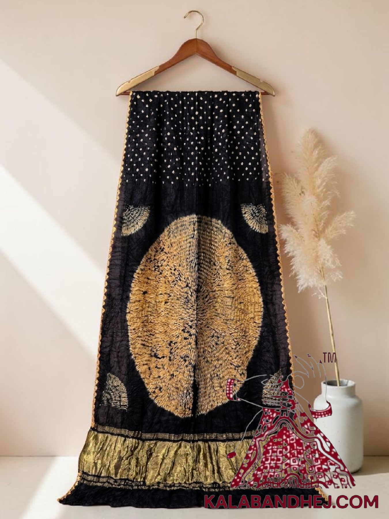 Black Handcrafted Shibori Bandhani Saree Pure Modal Silk