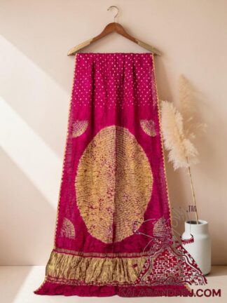 Pink Handcrafted Shibori Bandhani Saree Pure Modal Silk