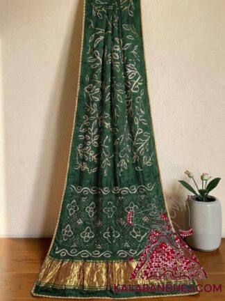 Green Ambadal Bandhani Saree in Pure Modal Silk