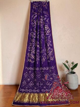 Purple Ambadal Bandhani Saree in Pure Modal Silk