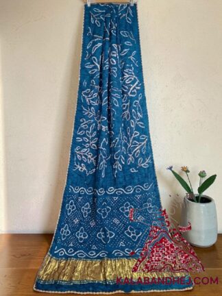 Sky Ambadal Bandhani Saree in Pure Modal Silk