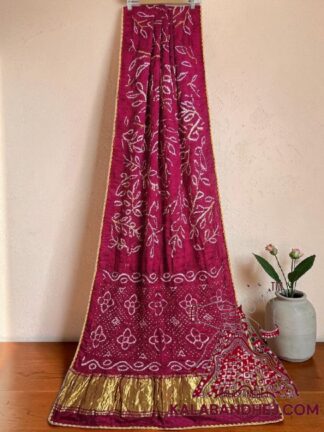 Pink Ambadal Bandhani Saree in Pure Modal Silk