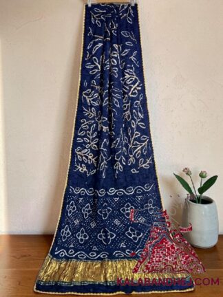 Blue Ambadal Bandhani Saree in Pure Modal Silk