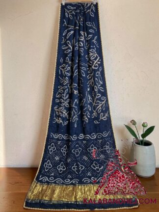 Indigo Ambadal Bandhani Saree in Pure Modal Silk