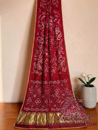 Red Ambadal Bandhani Saree in Pure Modal Silk