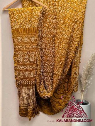Mastard Ambadal Rai Bandhani Saree in Pure Gaji Silk