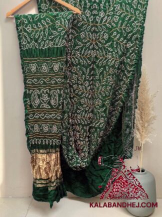 Green Ambadal Rai Bandhani Saree in Pure Gaji Silk