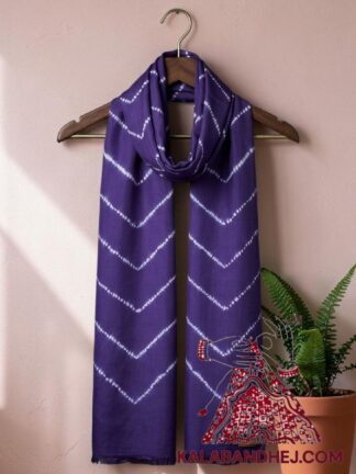 Blue Artisanal Shibori Leheriya Stole in Luxurious Pure Modal Silk