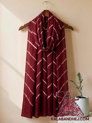 Marron Brown Artisanal Shibori Leheriya Stole in Luxurious Pure Modal Silk