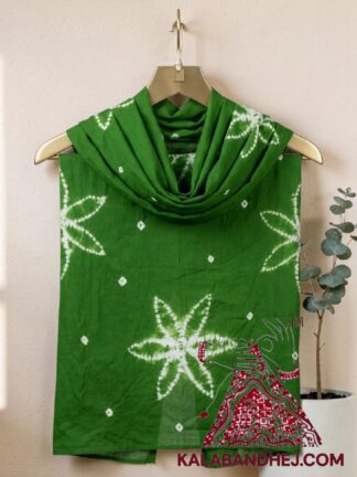 Green Artisanal Shibori Bandhani Stole in Luxurious Pure Modal Silk