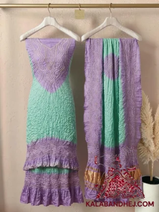 Baby Lavender Baby Rama Pastel Bandhani Abha 3-Piece Pure Gaji Silk Suit Set