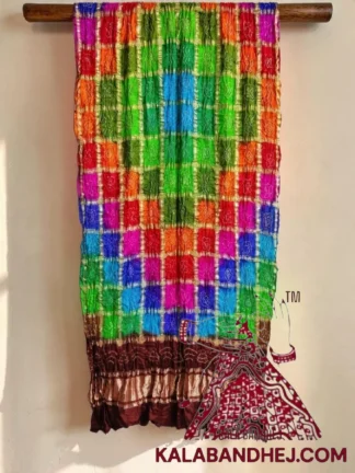 Brown Multi Color Bandhani Gharchola Dupatta in Pure Gaji Silk